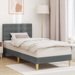 vidaXL Cadre de lit avec tête de lit Gris foncé 90 x 190 cm Tissu
