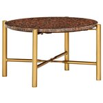 vidaXL Table basse Marron 60x60x35 cm Pierre véritable texture marbre