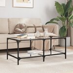 vidaXL Table basse avec dessus en verre transparent 98 5x50x40cm acier