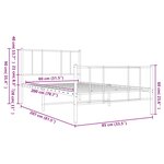 vidaXL Cadre de lit métal sans matelas avec pied de lit blanc 80x200cm