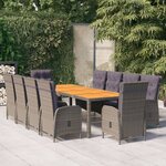 vidaXL Mobilier à dîner de jardin 11 Pièces Résine tressée Gris