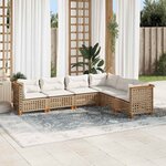 vidaXL Salon de jardin avec coussins 6 Pièces beige résine tressée