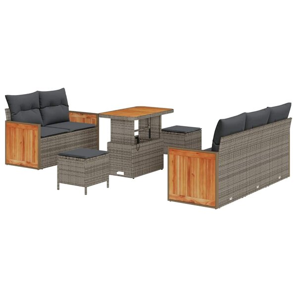 vidaXL Ensemble de canapé de jardin 8 Pièces Gris 90 x 55 x 71 cm