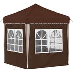 vidaXL Tente de fête pop-up 195 x 195 x 245 cm Marron Tissu Oxford