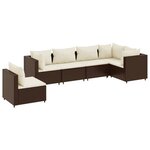 vidaXL Salon de jardin 6 Pièces avec coussins Marron Résine tressée