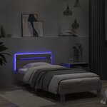 vidaXL Cadre de lit tête de lit et lumières LED sonoma gris 90x190 cm