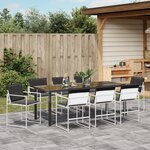 vidaXL Ensemble de Salle à Manger de Jardin 9 Pièces avec Coussins Blanc Textilène et Acier