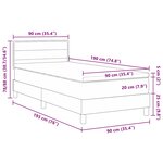 vidaXL Lit à ressorts avec matelas et LED gris foncé 90x190 cm tissu