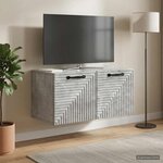 vidaXL Meuble TV mural Gris béton 59 5 x 31 x 30 cm Bois d'ingénierie