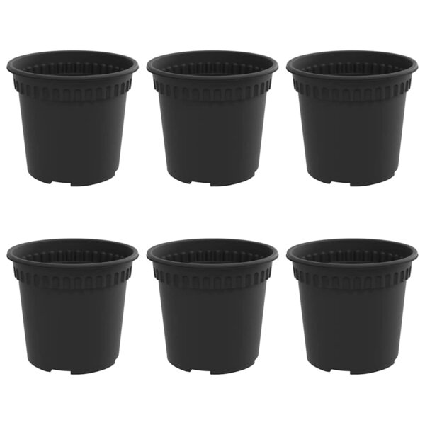 vidaXL Pot à fleurs rond 6 pc Noir Ø 15 x 12 cm Plastique