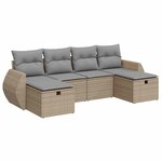 vidaXL Salon de jardin avec coussins 6 Pièces beige résine tressée