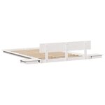 vidaXL Cadre de lit au sol avec tables de nuit blanches 135x190cm en bois massif