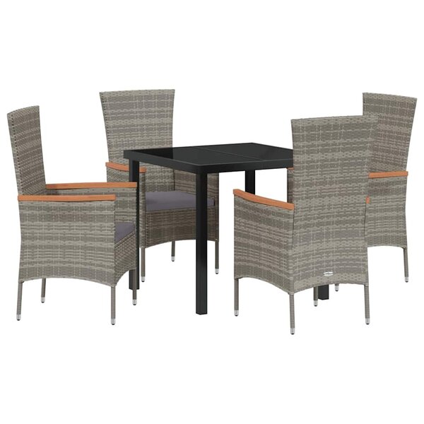 vidaXL Ensemble de salle à manger pour jardin 5 Pièces Gris Poly rotin