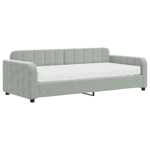 vidaXL Lit de jour avec matelas gris clair 90x200 cm velours