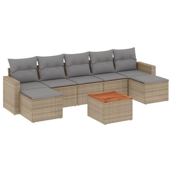 vidaXL Salon de jardin avec coussins 8Pièces mélange beige résine tressée