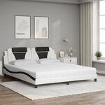 vidaXL Lit Viana avec matelas blanc et noir 180x200 cm similicuir