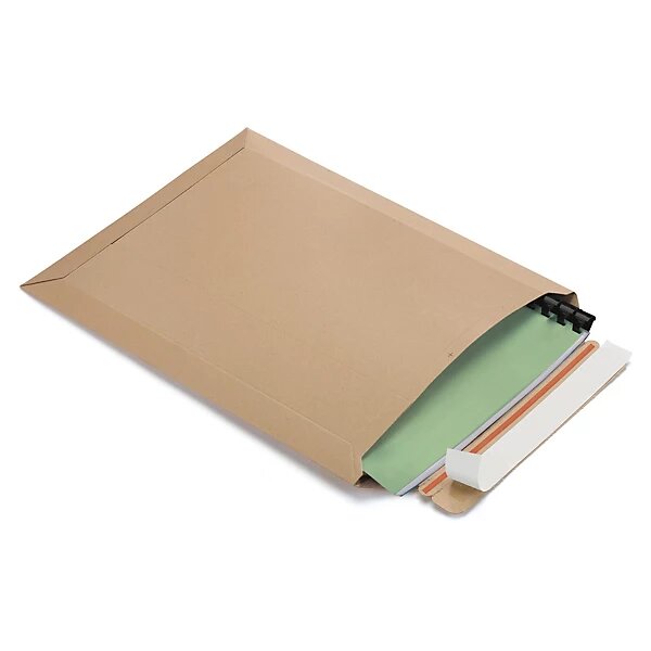Pochette carton recyclé à fermeture adhésive - pochette brune ouverture petit côté  31 8x45 3 cm (lot de 75)