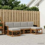 vidaXL Ensemble de canapés d'extérieur 6 Pièces Naturel et gris clair