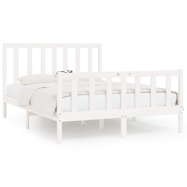 vidaXL Cadre de lit sans matelas blanc 140x200 cm bois massif