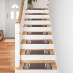 vidaXL Tapis d'escalier auto-adhésifs 15 Pièces Marron 65 x 21 x 4 cm