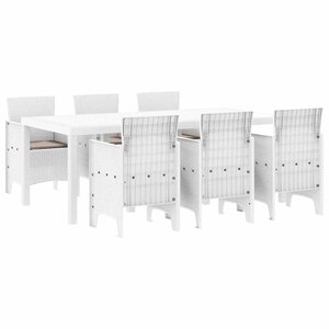 vidaXL Ensemble de salle à manger pour jardin 7 Pièces Blanc Rattan Polt