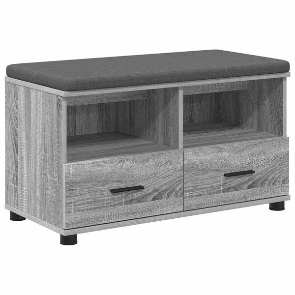 vidaXL Banc d'entrée avec coussin Gris Sonoma 80 x 38 x 46 cm
