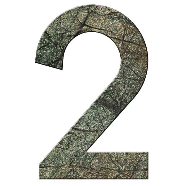 Numéro 2 - Numéro adhésif pour boîtes aux lettres- Pierre véritable 50 mm  ORIGINES