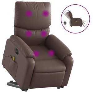 vidaXL Fauteuil inclinable de massage électrique marron similicuir