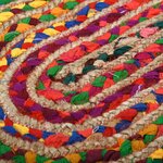 Tapis oval coloré en jute et coton 180 x 120 cm