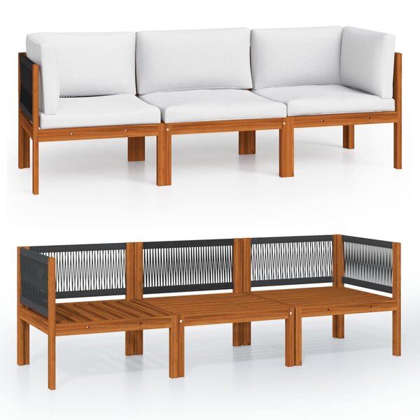 vidaXL Canapé de jardin 3 places avec coussin en bois d'acacia et corde