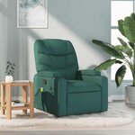 vidaXL Fauteuil de massage inclinable Vert foncé Tissu