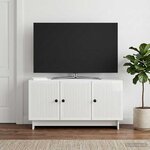 vidaXL Meuble TV Blanc brillant 99 x 34 5 x 50 cm Bois d'ingénierie
