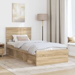 vidaXL Cadre de lit avec tête de lit Sonoma 90 x 190 cm Pin massif