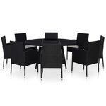 vidaXL Mobilier à dîner jardin 9 Pièces avec coussins Résine tressée Noir