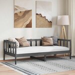vidaXL Lit de jour sans matelas gris bois de pin massif 90x200 cm