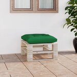 Vidaxl repose-pied palette de jardin avec coussin vert bois de pin