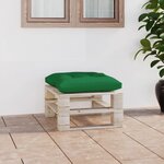 vidaXL Repose-pied palette de jardin avec coussin vert bois de pin