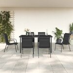 vidaXL Ensemble à manger de jardin 7 Pièces noir textilène et acier