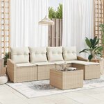 vidaXL Ensemble de canapé de jardin 6 Pièces Beige Poly rotin