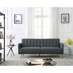 ANDERS Canapé 3 places scandinave convertible - Tissu anthracite - L 207 x P 94 x H 86 cm