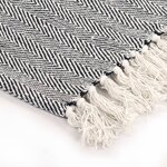 vidaXL Couverture coton à chevrons 220x250 cm Bleu marine