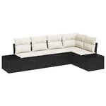 vidaXL Ensemble de canapé de jardin avec coussin 5 Pièces Noir  Crème