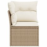 vidaXL Canapé d'angle de jardin avec coussins beige résine tressée