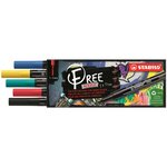 Etui carton 5 marqueurs pointe fine FREE acrylic T100 Set 2 'Royal' STABILO