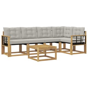 vidaXL Ensemble de canapés d'extérieur 6 Pièces Blanc et gris clair