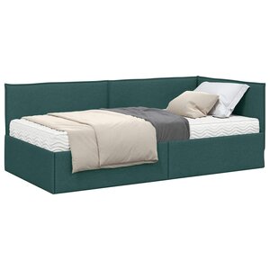 vidaXL Cadre de lit d'angle avec matelas 2 pc Vert foncé 90 x 190 cm