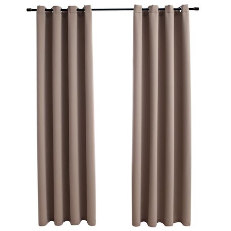 vidaXL Rideaux occultants avec anneaux en métal 2 Pièces Taupe 140x225 cm