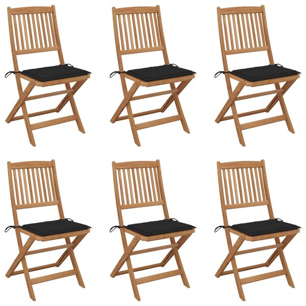 vidaXL Chaises pliables de jardin 6 Pièces avec coussins Bois d'acacia