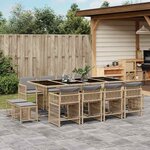 vidaXL Ensemble à manger de jardin coussins 13 Pièces mélange beige rotin