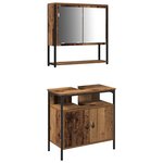 vidaXL Ensemble de mobilier de salle de bain avec étagère 2 Pièces Marron